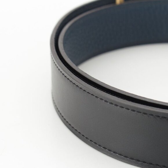 Hermes Leather Buckle Gold Belt Black Blue - Picture 7 of 10